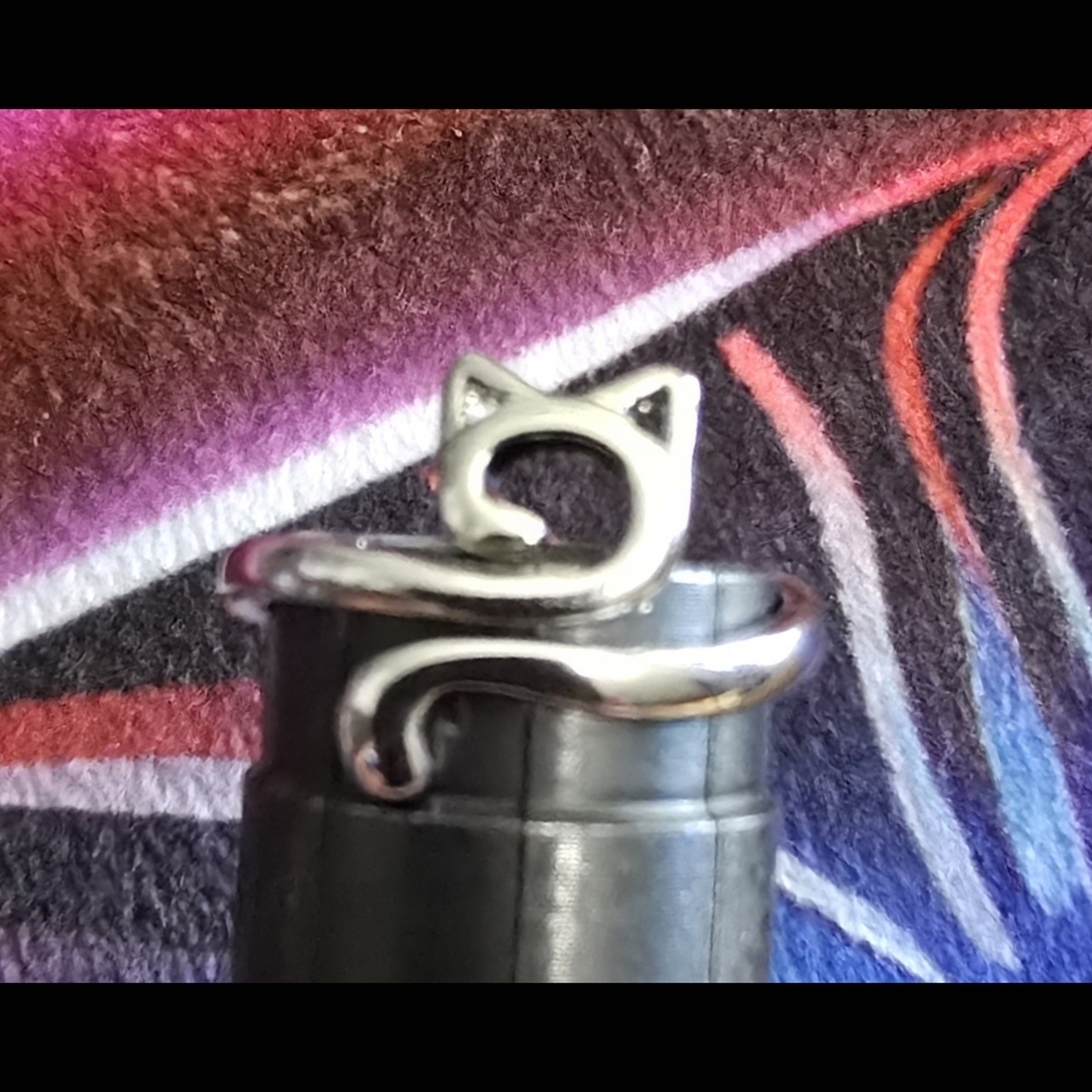 Handmade Silver Adjustable Cat Ring
